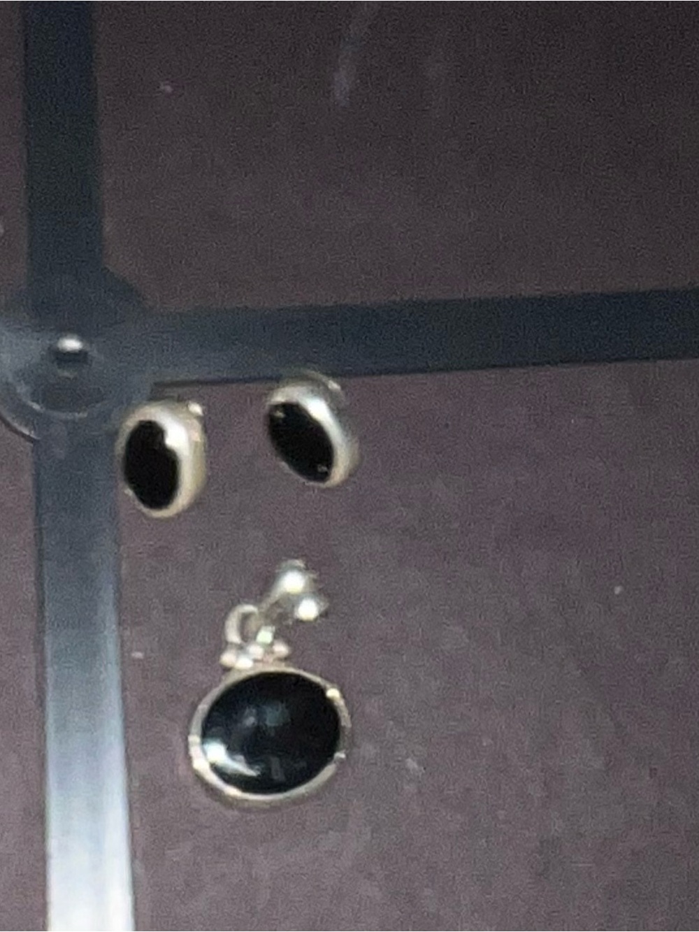 Sterling Silver Black Onyx Pendant and Stud Earrings Set